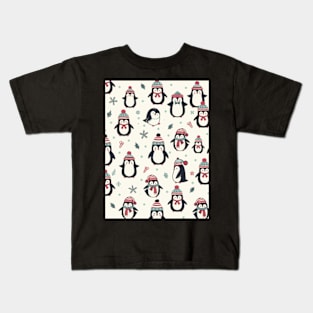 Christmas Penguin Pattern Kids T-Shirt